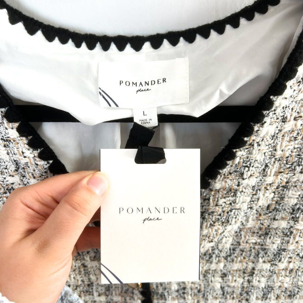 NWT Tuckernuck Pomander Place White Black Tweed Josephine Dress Large - Picture 9 of 15